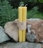 Pair of Yellow Hand Rolled Beeswax Taper Candles 23cm - Natural British Beeswax