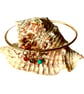 Gold Textured Bangle With Gemstone Charms - Image 4