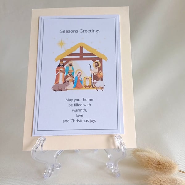 Nativity Christmas Keepsake, Christian Christmas Gift, Season Greetings Keepsake