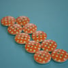 15mm Wooden Spotty Buttons Orange With White Dots 10pk Spot Dot (SSP11)