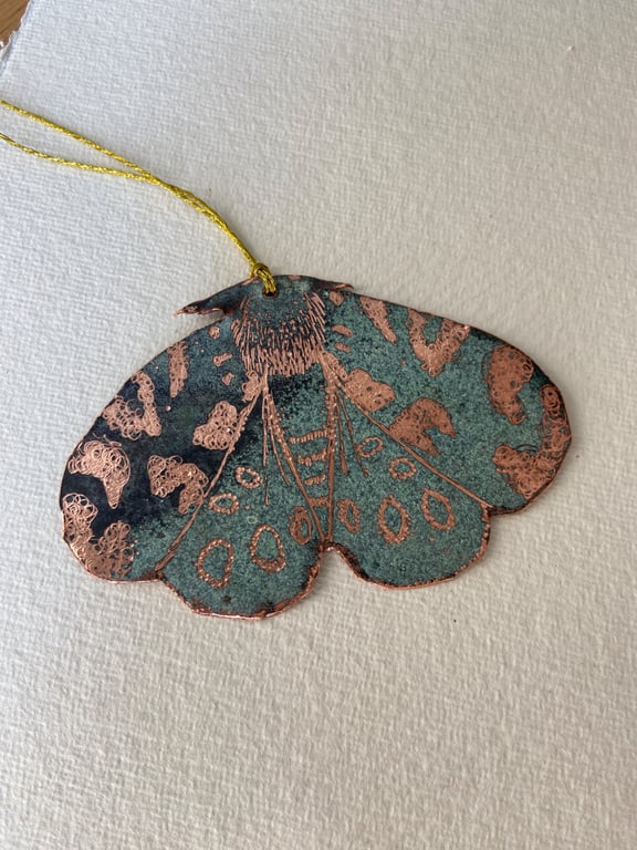 Engraved Patina Copper Moth