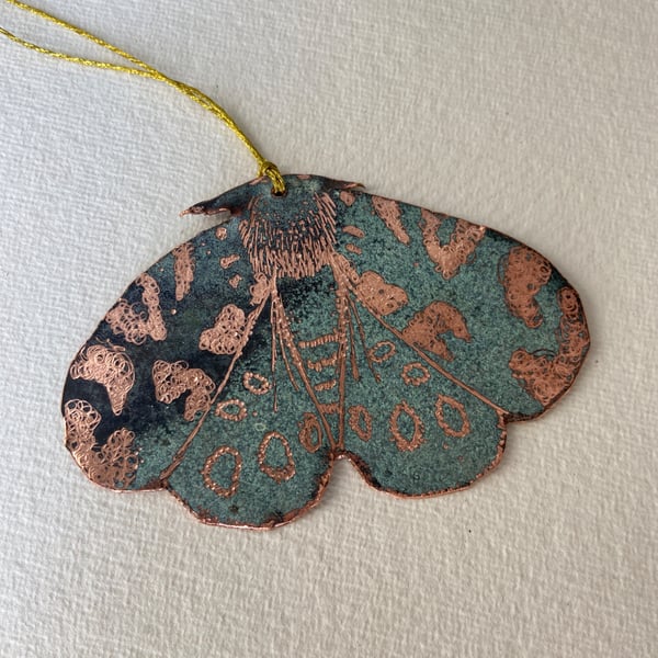 Engraved Patina Copper Moth
