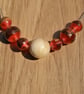 Mixed Epoxy Red Resin and Wood beads, with Pine large bead necklace. - Image 3