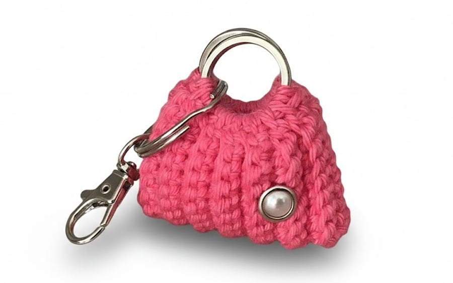Mini Crochet Purse Keychain, Accessories, Handmade micro tote