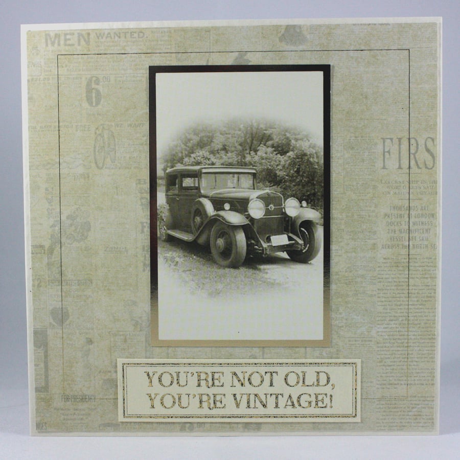 Handmade vintage car birthday card