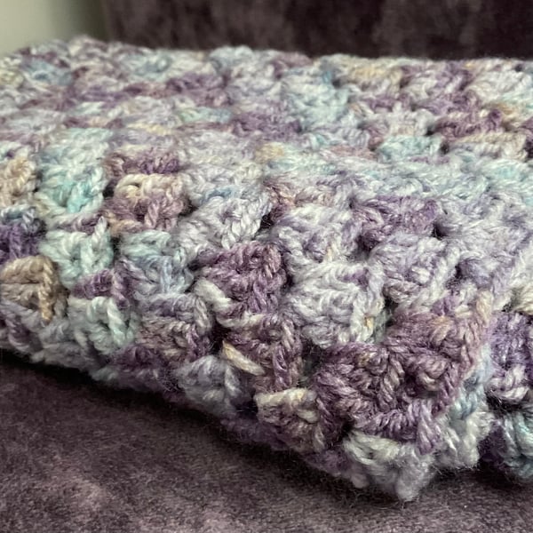 Crochet Blanket - Knee Warmer in Purple & Lilac Tones