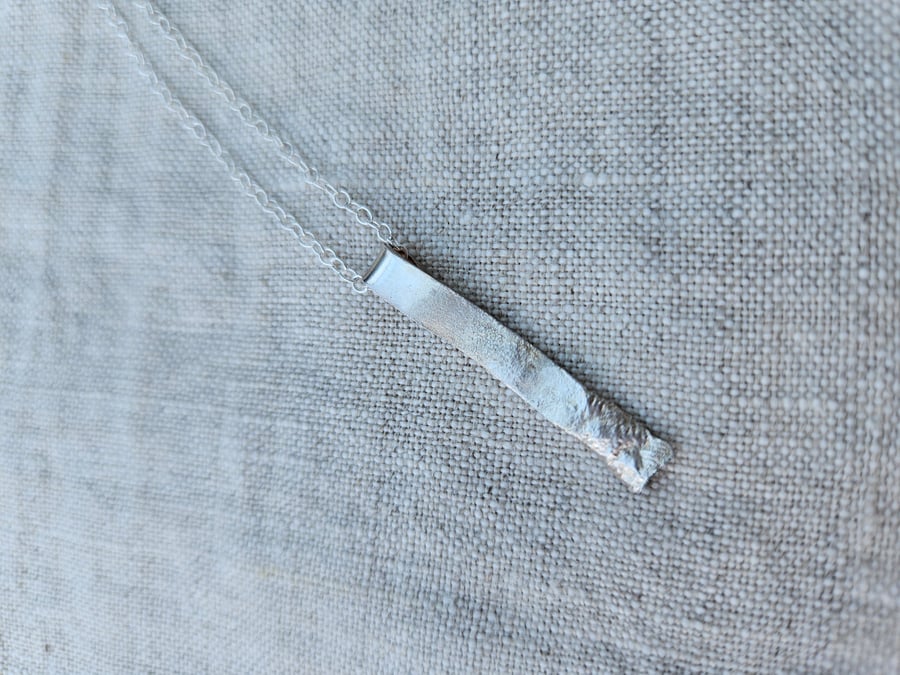 'Melted' silver bar pendant perfectly imperfect
