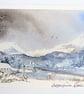 Snowy Mountains. Blank Card. Handpainted Original 260209 - Image 2
