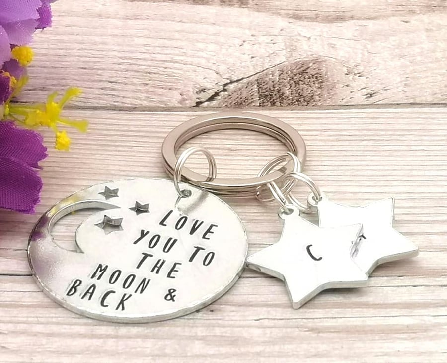 Personalised Love You To The Moon & Back Keyring - Customised Gift For Mum