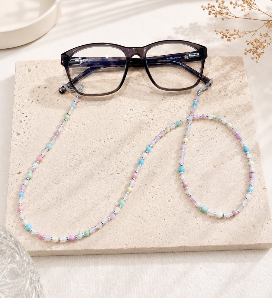 Handmade Pastel Crystal Glasses Chain,