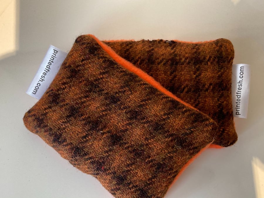 Brown and Rust Check Tweed Natural  Handwarmers, Pocket hand warmers Reusable