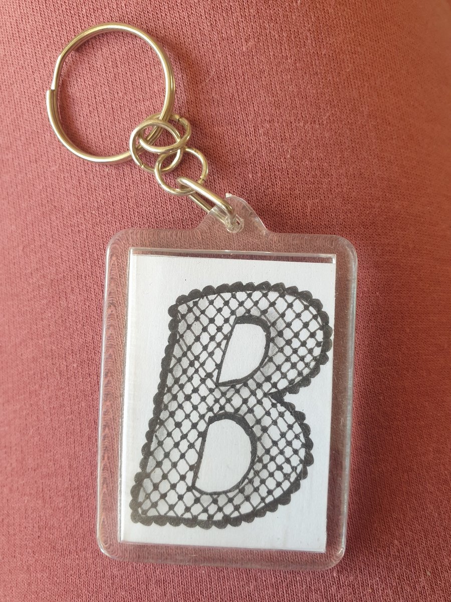 Hand drawn initial "B"  keyring.