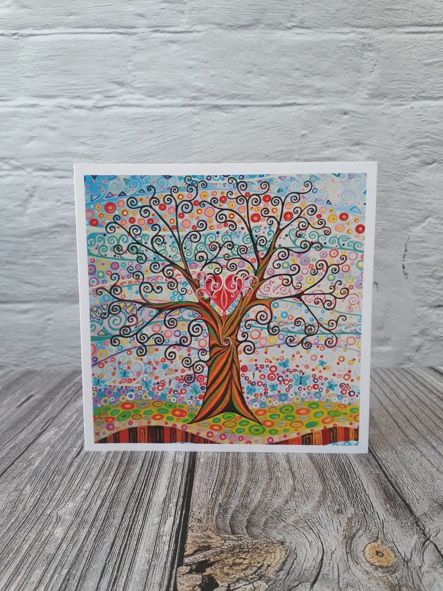 Tree of Life & Love Heart Birthday Card for Mum or Wife