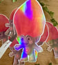 Holographic 90s Retro Red Hair Toy - Vintage Novelty Vinyl Sticker
