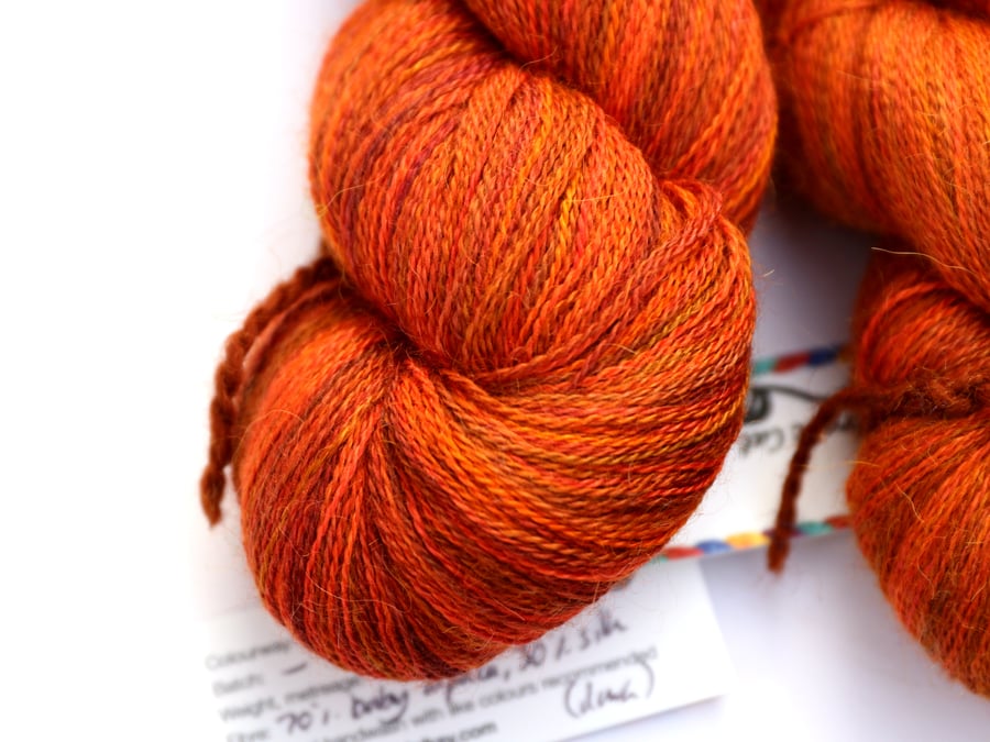 Pumpkin Patch - Silky baby alpaca laceweight yarn