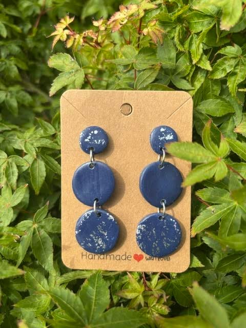 Bespoke Navy and Silver Sparkle Drop Earrings