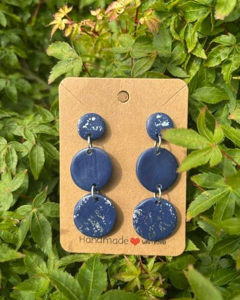 Bespoke Navy and Silver Sparkle Drop Earrings