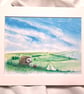 Watercolour print of a Southdowns Sussex Hedgehog - Image 2