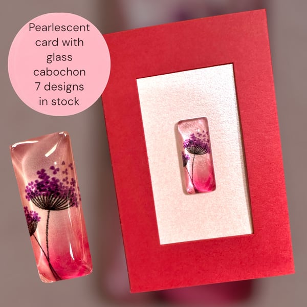 Blank cards with floral glass cabochons. BIrthday, gift card, get well etc