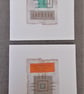 Colourful Combinations Orange Teal Grey Handstitched Geometric Art Pictures - Image 7
