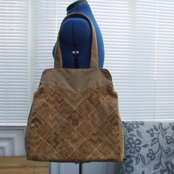 Light Brown Faux Suede Tote Bag