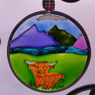 Handmade glass painted window hanging or Christmas tree bauble