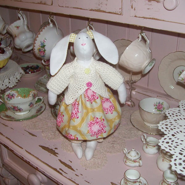 Shabby Chic Handmade Bunny Rabbit in Tilda Fabric
