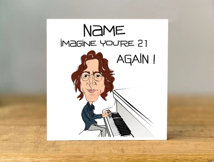 Personalised Lennon Inspired Birthday Card, Music Theme