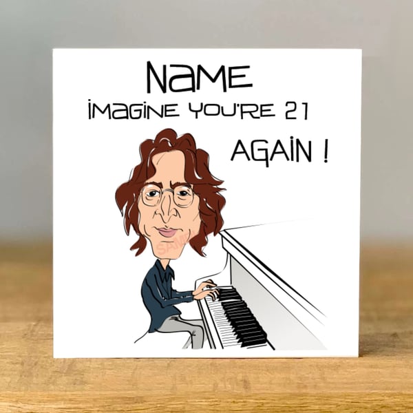Personalised Lennon Inspired Birthday Card, Music Theme