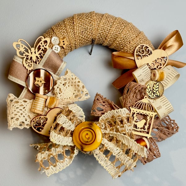 Buttons, Bows and Bobbins Wreath