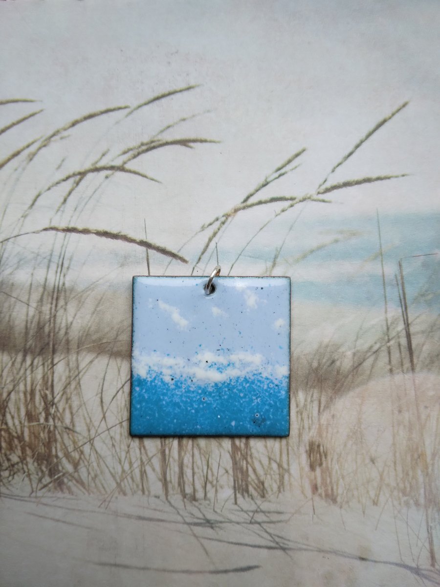 "Calm waters" pendant in enamelled copper 247