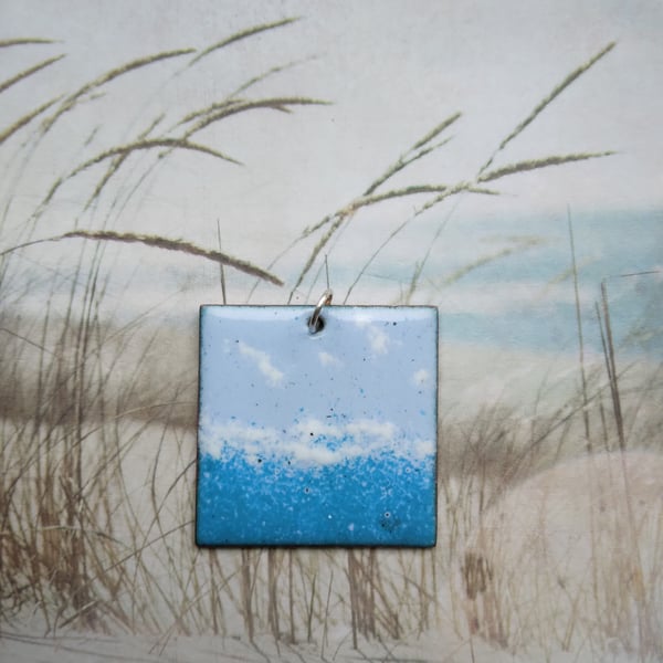 "Calm waters" pendant in enamelled copper 247