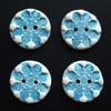 set of four large Christmas crackle snowflake ceramic buttons 