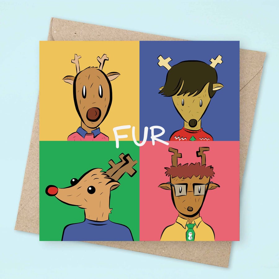 Best of Blur Album Fur Christmas card Damon Alburn, Cute Xmas greeting Gorillaz