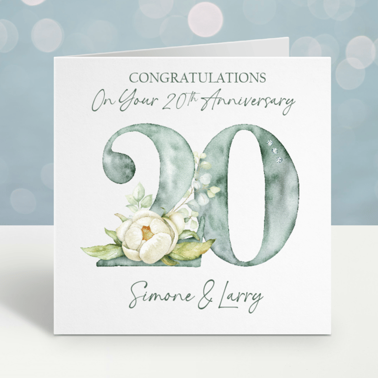 Handmade Personalised 20th Wedding Anniversary Card