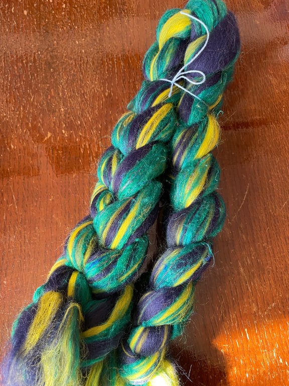 100g Blended, Combed Wool Tops for Spinning or Felting - Thunderbug