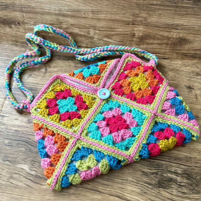 Granny Square Colourful Crochet Bag