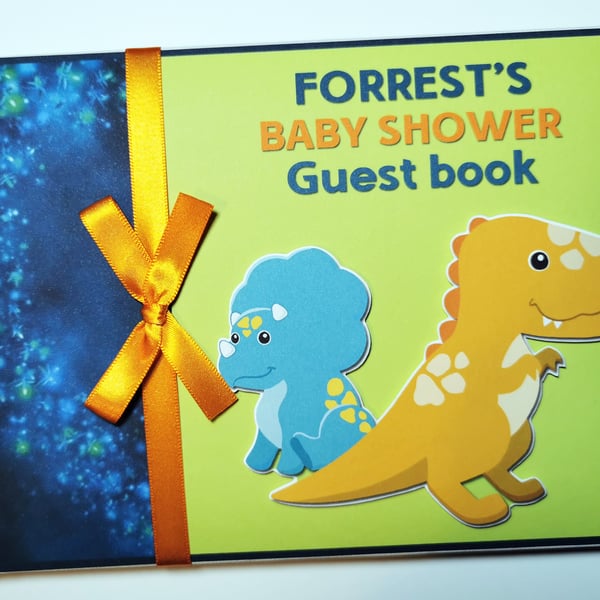 Dinosaurs Birthday guest book, Cute dinosaurs party keepsake, gift
