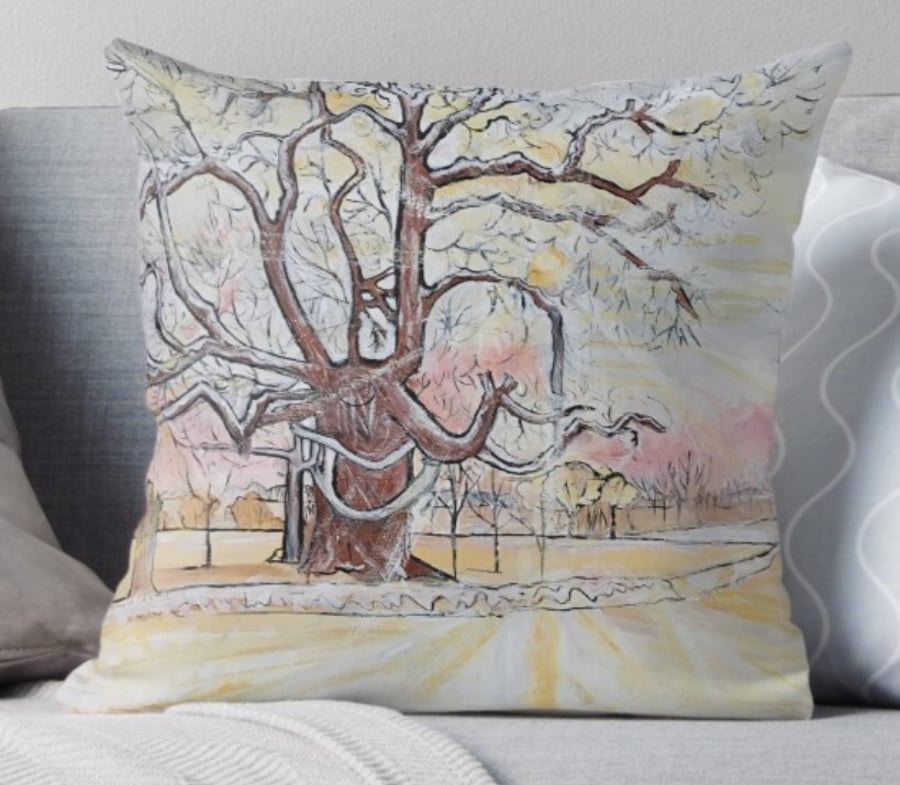 Throw Cushion Featuring The Painting ‘Scattering Of Snow’