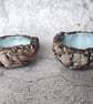 Clay Bark Bowls, Winter Blue, Rustic Offering Bowls, Nature Inspired Decor - Image 3