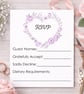 Personalised Wedding Invitation & RSVP Set.  Lilac Love Heart  - Image 2