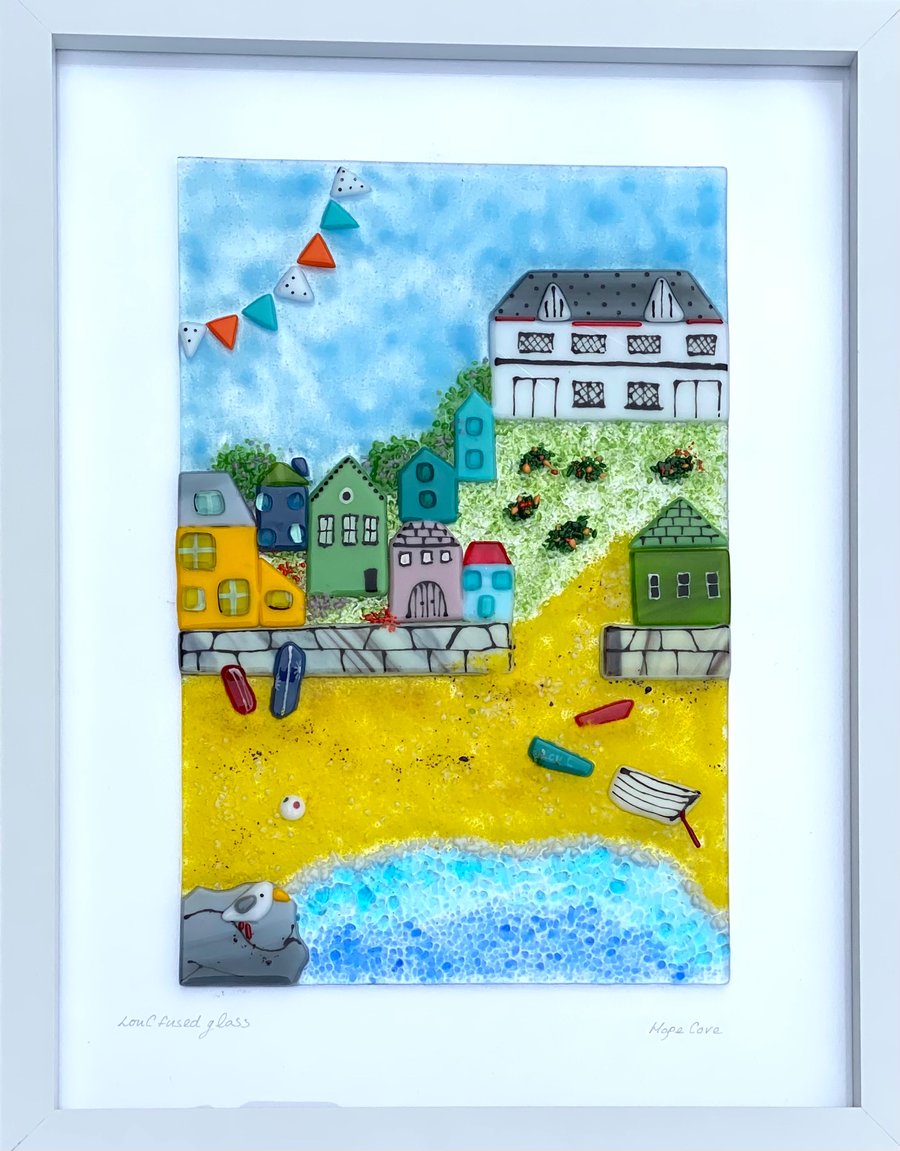 Hope cove- fused glass coastal art