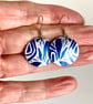 Drop Earrings, abstract blue 19mm discs, sterling silver ear wires (829) - Image 3