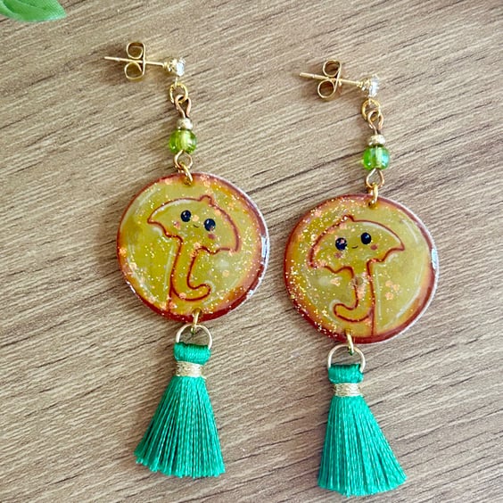 Dalgona Candy Earrings - Glitter Viral Korean Drama Inspired Tassel Studs