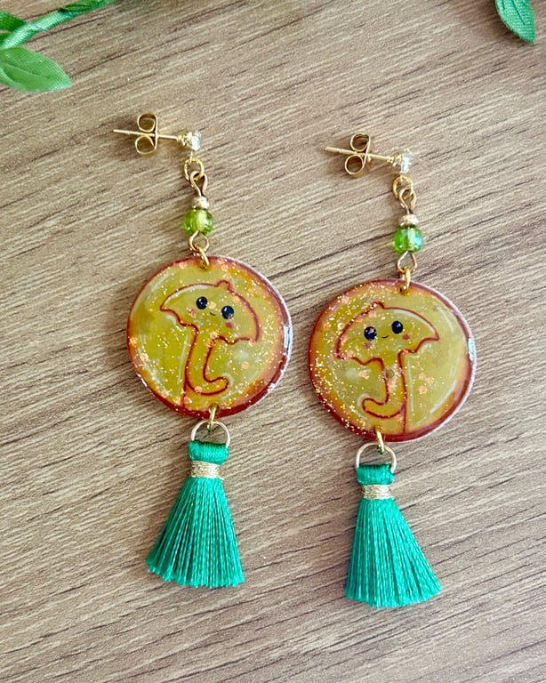Dalgona Candy Earrings - Glitter Viral Korean Drama Inspired Tassel Studs