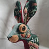 Faux hare head wall mount in floral tapestry fabric- Higgidy