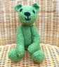 Handmade 8" Green Teddy Bear knitted in 100% Wool