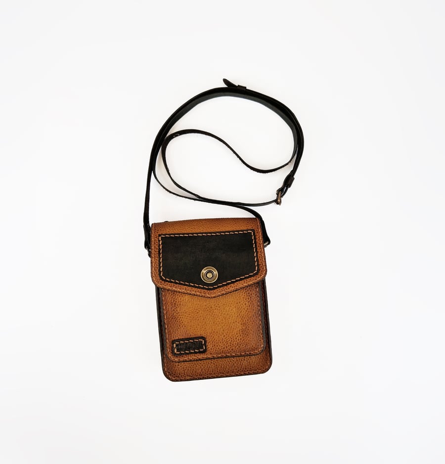 Small Leather Phone Bag, Mini Shoulder Mobile Phone Case, Handmade gift