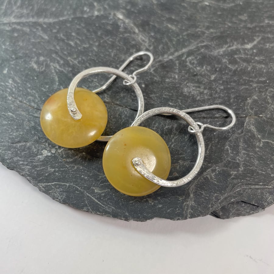 Sterling silver and yellow aventurine earrings