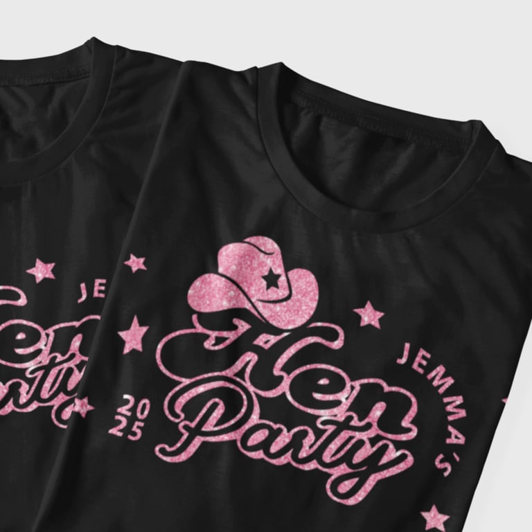 Personalised Hen Party Iron-On Transfer: Cowboy Hat Custom HTV T-Shirt Sticker